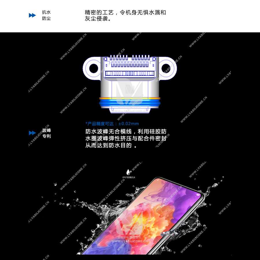 防水波峰無(wú)合模線,可達(dá)防水防塵等級(jí)最高IP68